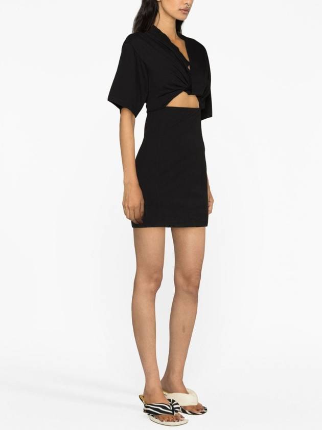 La Robe T-shirt Bahia Open Waistline Cotton Short Dress Black - JACQUEMUS - BALAAN 4