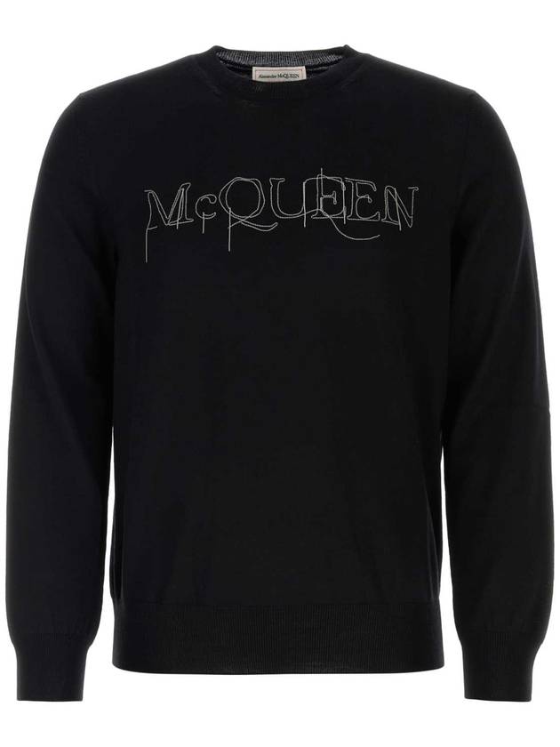 Logo Embellished Crewneck Sweatshirt Black - ALEXANDER MCQUEEN - BALAAN 1