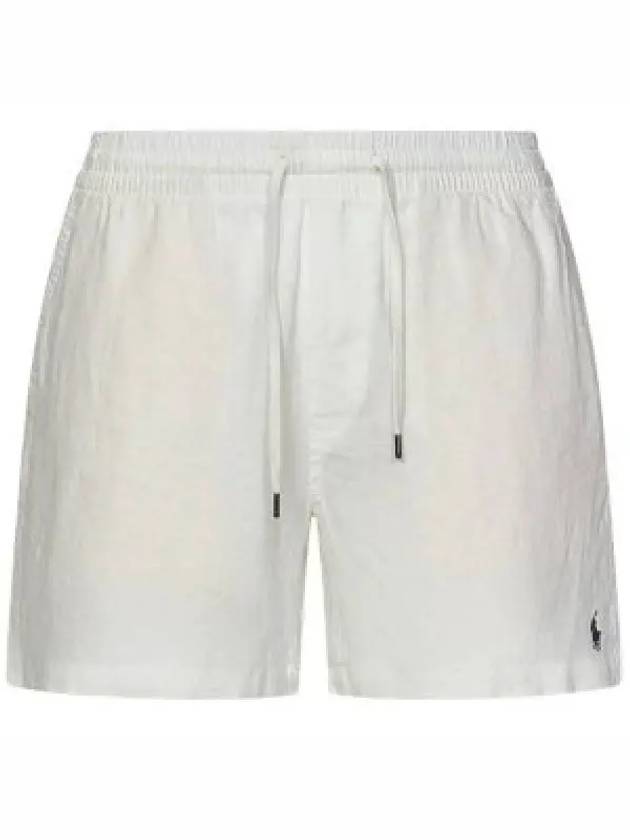 Embroidered Pony Logo Prepster Linen Shorts White - POLO RALPH LAUREN - BALAAN 2