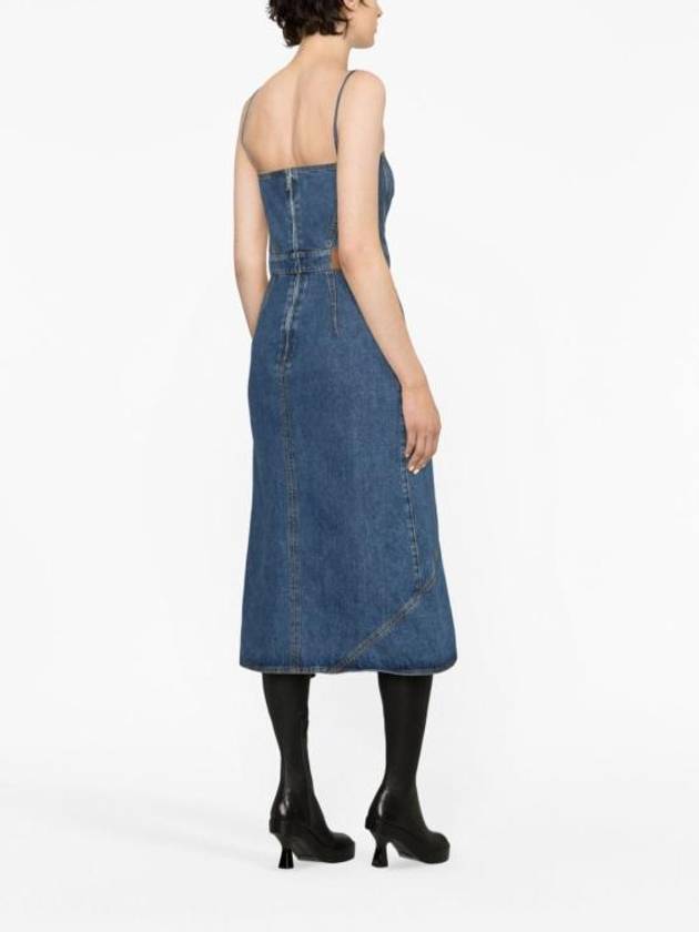 Slit Detail Denim Midi Dress Blue - ALEXANDER MCQUEEN - BALAAN 6