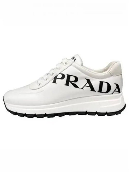 Logo nylon gabardine low sneakers white women s shoes 271639 - PRADA - BALAAN 1