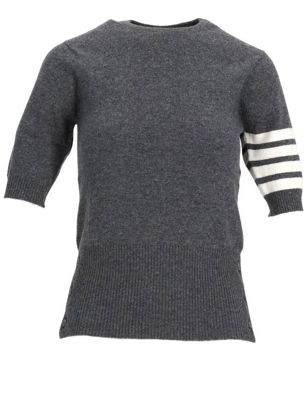 SHORT SLEEVE PULLOVER W/ 4 BAR IN CASHMERE - THOM BROWNE - BALAAN 1