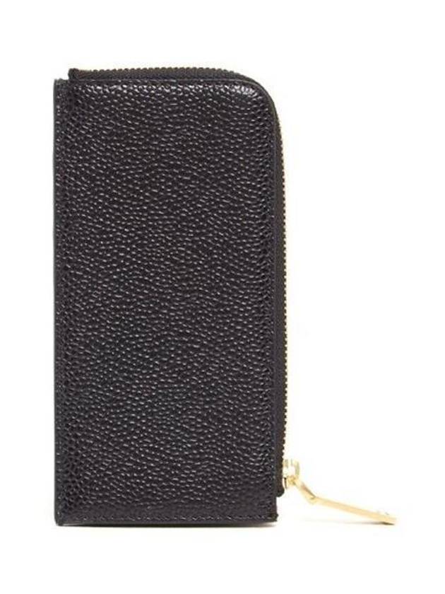 Printed Pebble Grain Leather Zippered Card Holder - THOM BROWNE - BALAAN 4