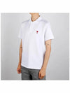 Heart Logo Polo Shirt White - AMI - BALAAN 3