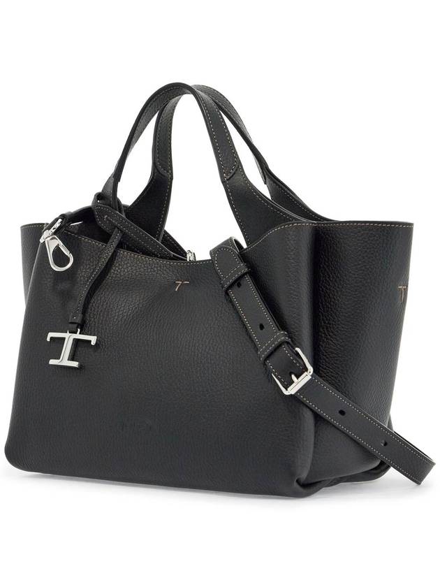 T Timeless Leather Small Tote Bag Black - TOD'S - BALAAN 4