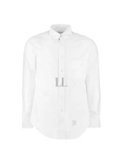 Oxford Grosgrain Placket Cotton Long Sleeve Shirt White - THOM BROWNE - BALAAN 2