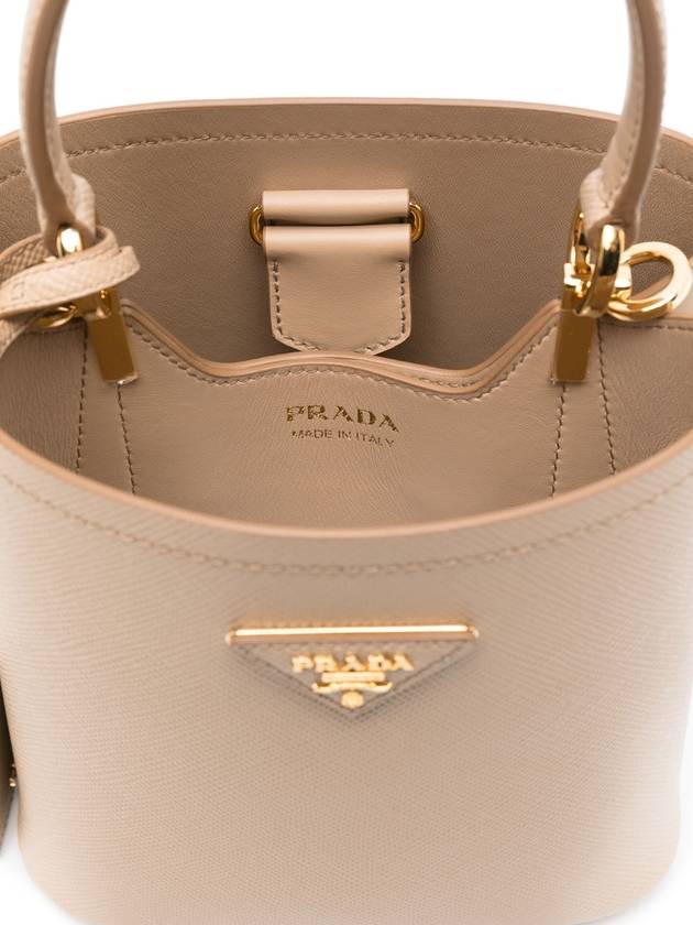 Pannier Saffiano Leather Mini Bucket Bag Sand Beige - PRADA - BALAAN 6