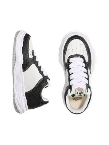 Wayne OG Sole Emboss Leather Low Top Sneakers Black White - MIHARA YASUHIRO - BALAAN 1