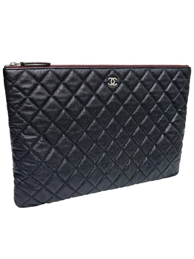 Women s A82552 Cavier Skin Classic COCO Logo Large Clutch - CHANEL - BALAAN 2