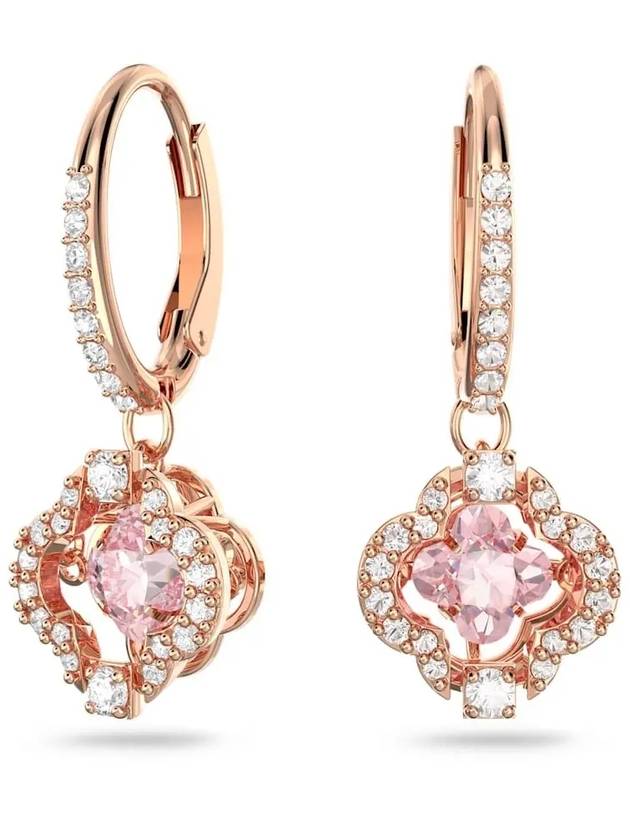 Una Sparkling Dance Clover Drop Earrings Pink Rose Gold - SWAROVSKI - BALAAN 3