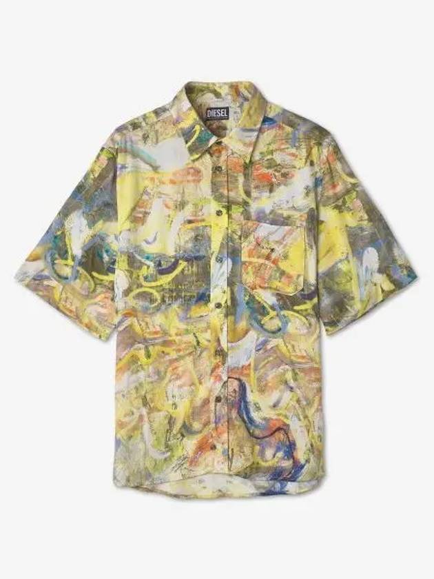 S Umbre SSL Print Shirt Green Yellow A092560AIAS295A - DIESEL - BALAAN 1