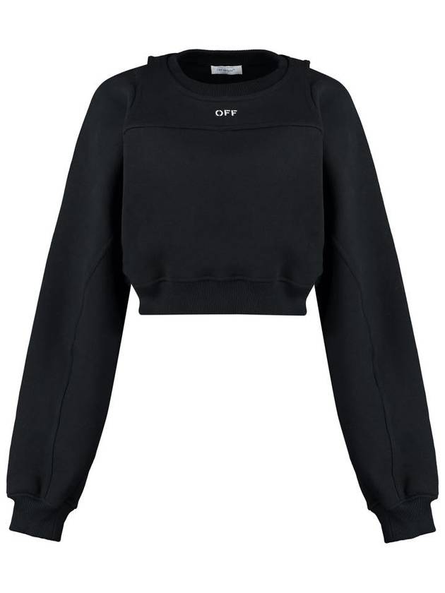 Women's Logo Crew Neck Crop Sweatshirt Black - OFF WHITE - BALAAN 2