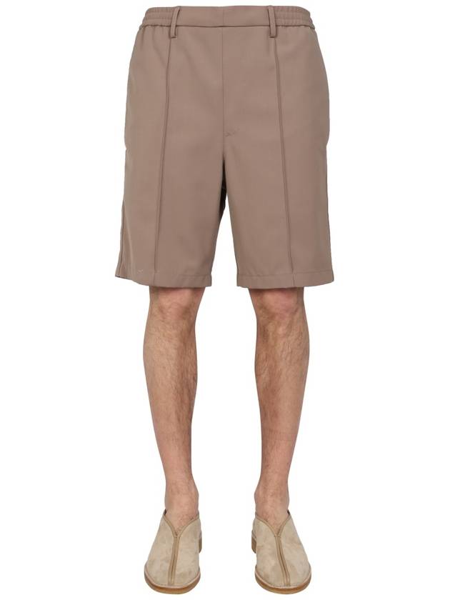 wool blend Bermuda shorts beige - AMI - BALAAN 2