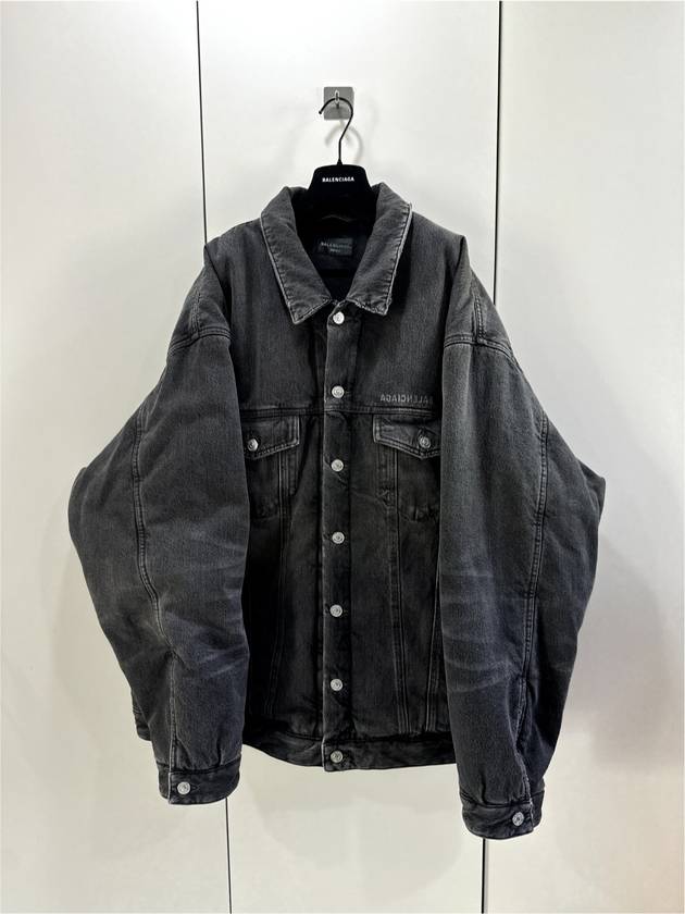 52 Men s Embroidered Japanese Mirror Padded Denim Jacket Dark Gray - BALENCIAGA - BALAAN 5