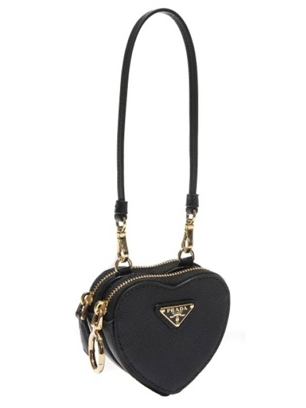 Heart Saffiano Mini Pouch Bag Black - PRADA - BALAAN 2