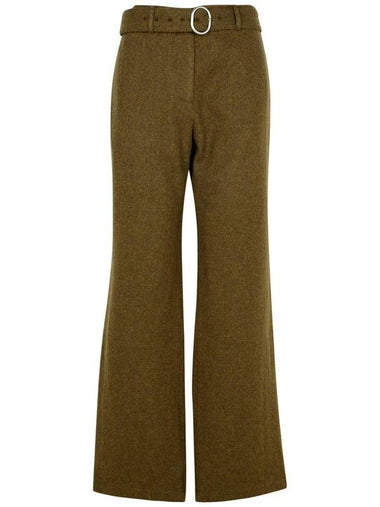 Jil Sander Green Wool Flannel Pants - JIL SANDER - BALAAN 1