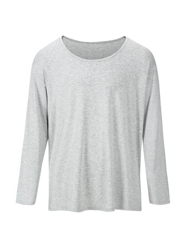 Wide U Neck Plain Long Sleeve T-Shirt Grey - MAVRK - BALAAN 2