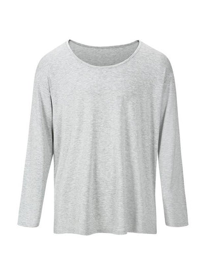 Wide U Neck Plain Long Sleeve T-Shirt Grey - MAVRK - BALAAN 2