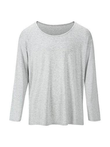 Unisex Wide U-neck Plain Long Sleeve T-Shirt Gray - MAVRK - BALAAN 1