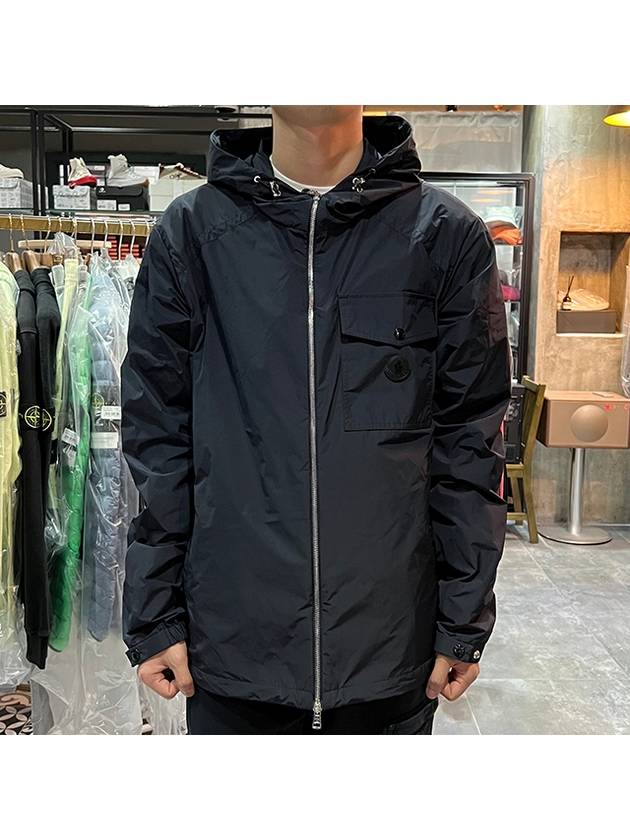 Fuyue Leather Logo Patch Windbreaker Navy - MONCLER - BALAAN 3