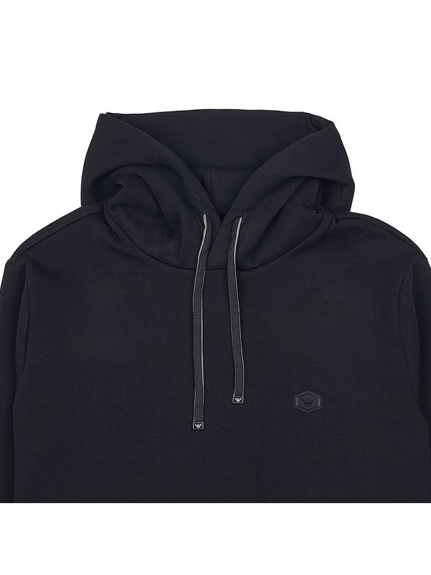 Logo Patch Cotton Blend Hoodie Black - EMPORIO ARMANI - BALAAN 4