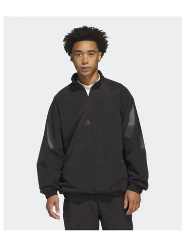 adidas Basketball Woven Half Zip Up Jacket Black IW5636 - ADIDAS - BALAAN 1