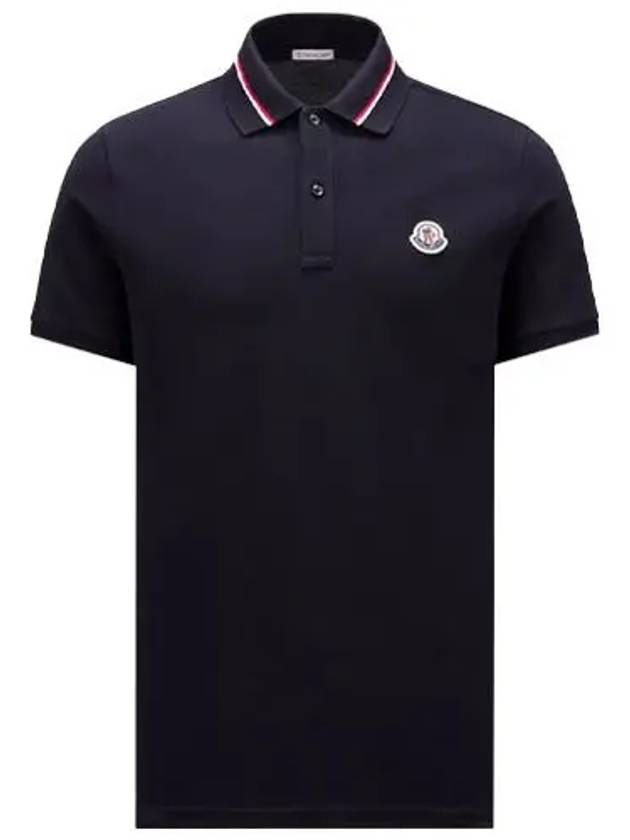 Logo Patch Polo Shirt Dark Blue - MONCLER - BALAAN 2