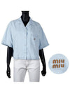 Chambray Logo Denim Shirt Light Blue - MIU MIU - BALAAN 2