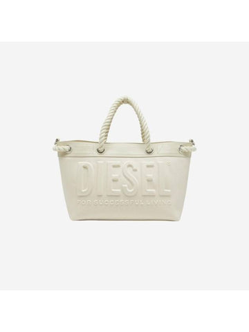 Rope Handle Medium Denim Tote Bag White - DIESEL - BALAAN 1