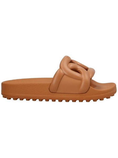 Maxi Chain Rubber Slide Slippers Brown - TOD'S - BALAAN 1