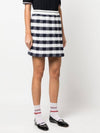 Gingham Inlay Stripe Side Pleat Skirt Navy - THOM BROWNE - BALAAN 3