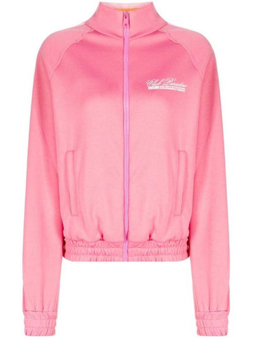 Logo Print Zip-up Jacket Pink - MSGM - BALAAN 1
