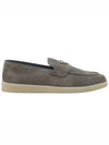 Triangle Logo Suede Loafers Grey - PRADA - BALAAN 2