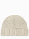 Logo Patch Wool Beanie Beige - STONE ISLAND - BALAAN 3