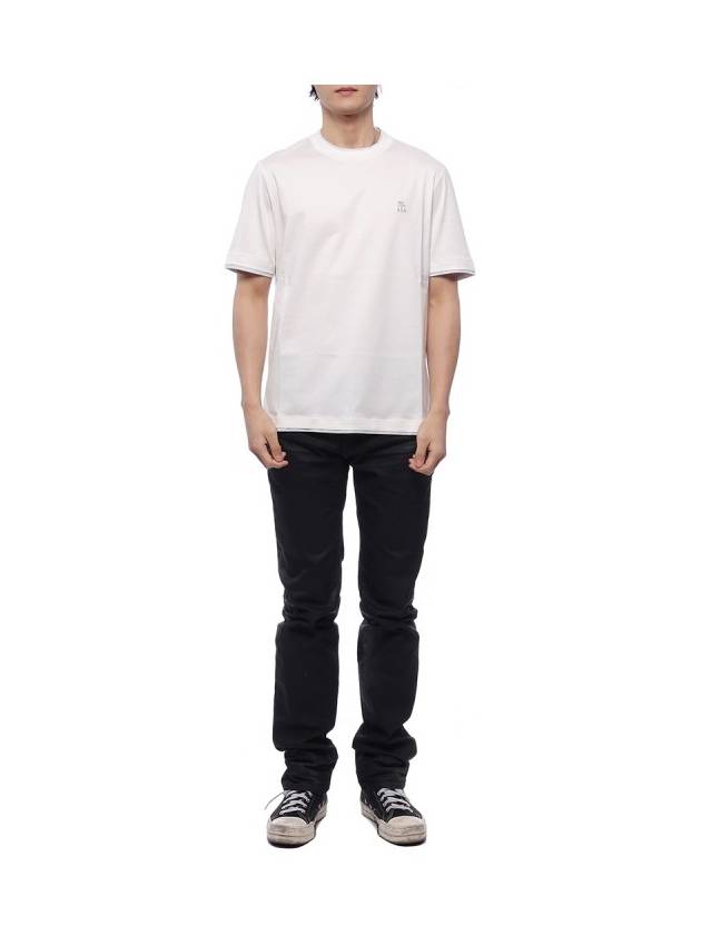Cotton Short Sleeve T-Shirt Ivory - BRUNELLO CUCINELLI - BALAAN 4