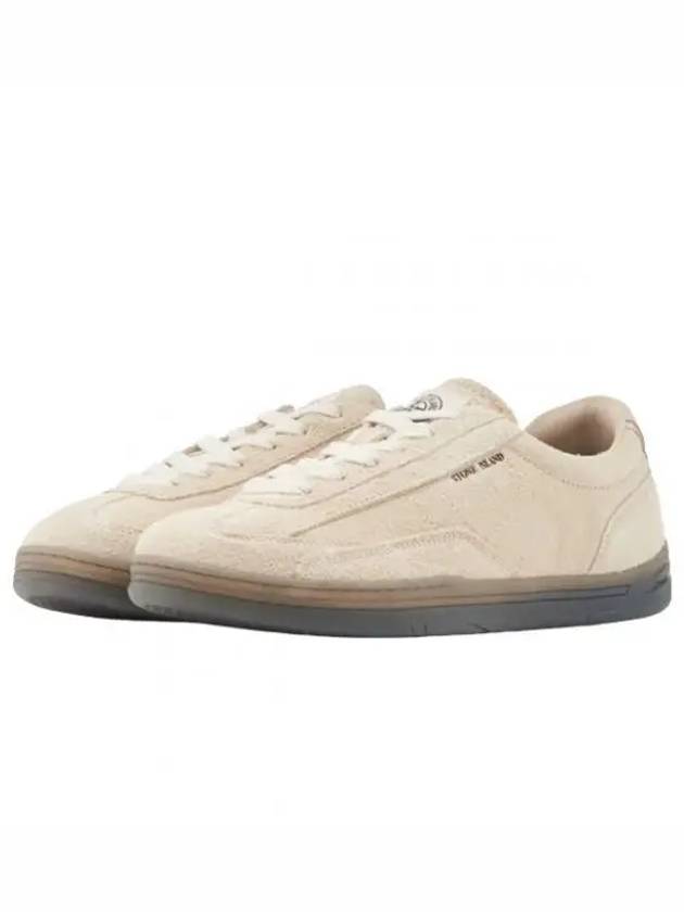 Logo Suede Low Top Sneakers Cream - STONE ISLAND - BALAAN 2