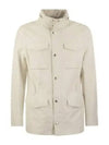 Stand-Up Collar Linen Blend Coat Offwhite - BRUNELLO CUCINELLI - BALAAN 2