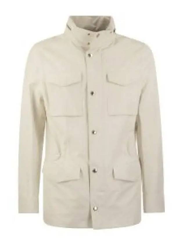 Stand-Up Collar Linen Blend Coat Offwhite - BRUNELLO CUCINELLI - BALAAN 2