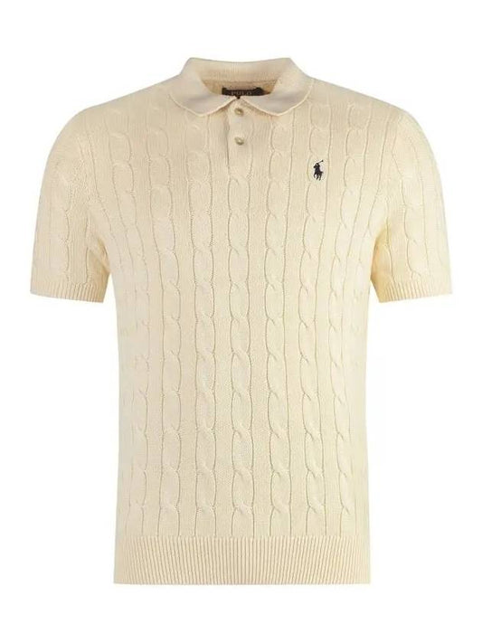 Embroidered Pony Knit Polo Shirt Beige - POLO RALPH LAUREN - BALAAN 2