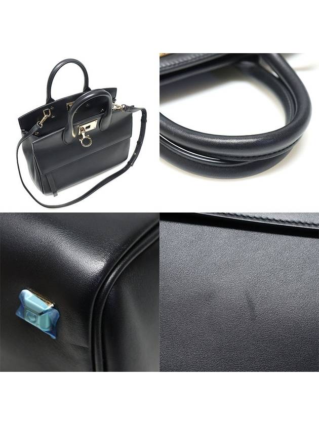 21 H159 Black Calfskin Gold Plated Gancini Studio Small 2WAY - SALVATORE FERRAGAMO - BALAAN 6