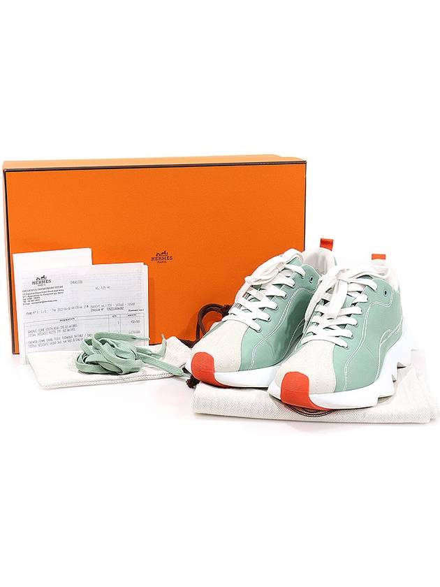 Hermes H221169Z VERT D EAU Verdot Technical Canvas Suede ENVOL Women s Sneakers 36 - HERMES - BALAAN 2