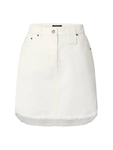 Frayed Hem Denim A-Line Skirt White - LOUIS VUITTON - BALAAN 1