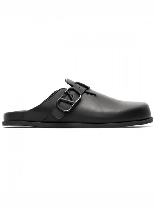 Men's V Logo Signature Leather Sandals Black - VALENTINO - BALAAN 1