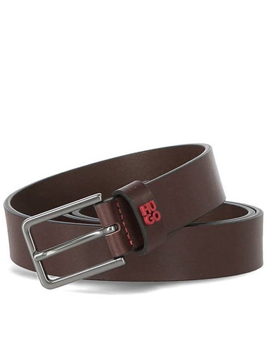 Gael Metal Buckle Leather Belt Brown - HUGO BOSS - BALAAN 1