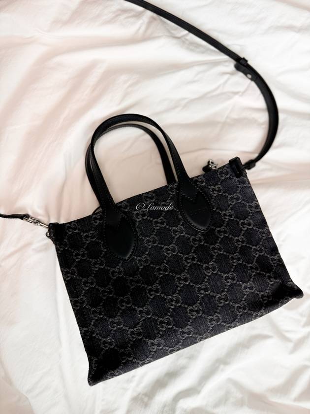 Ophidia GG Medium Denim Tote Bag Grey Black - GUCCI - BALAAN 3