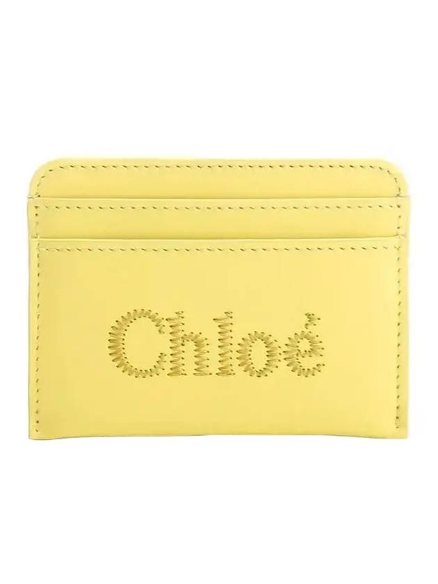 Women's Embroidered Logo Card Wallet Yellow - CHLOE - BALAAN 1