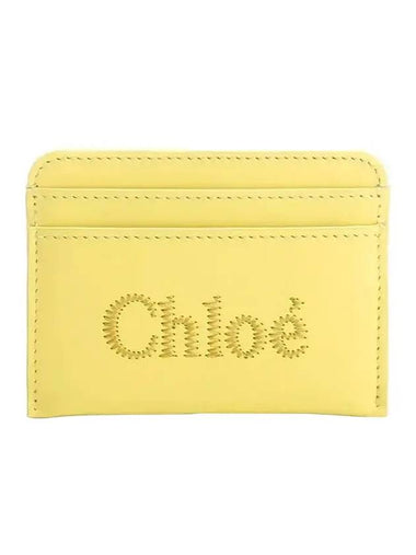 Women's Embroidered Logo Card Wallet Yellow - CHLOE - BALAAN 1