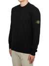 Logo Patch Crewneck Virgin Wool Knit Top Black - STONE ISLAND - BALAAN 3