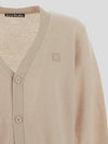 Face Logo Applique Wool Cardigan Beige - ACNE STUDIOS - BALAAN 4