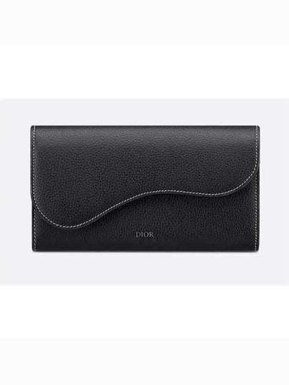 Saddle Grained Calfskin Long Wallet Black - DIOR - BALAAN 2